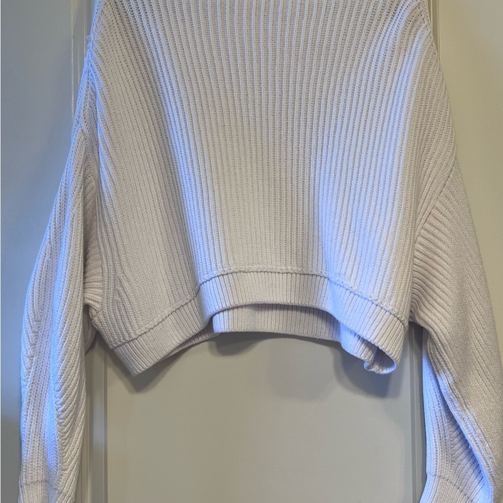 Free People White Ribbed Sweater